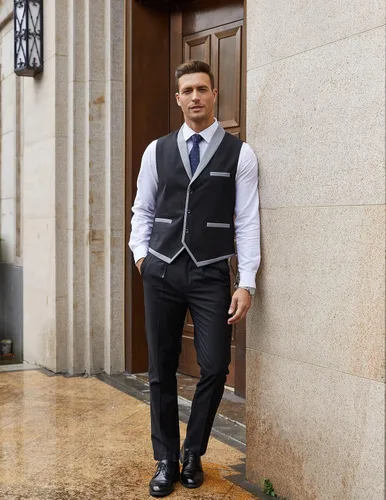 Miniatura 4 de COOFANDY Chaleco de traje para hombre, ajustado, formal, de negocios, chaleco casual para boda