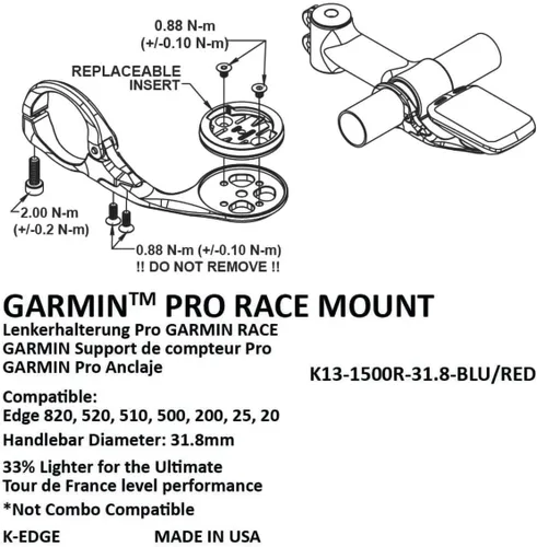 Miniatura 2 de K-Edge El Soporte para computadora de bicicleta de carreras para dispositivos GPS Garmin Azul