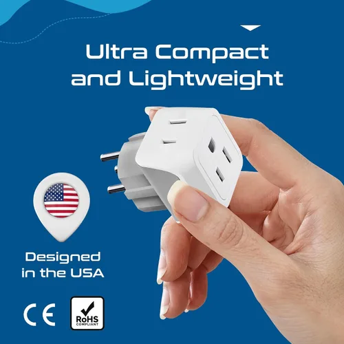 Miniatura 6 de Adaptador de enchufe israelí de Ceptics - Adaptador tipo H 2 en 1, adaptador de enchufe de EE. UU. a Jerusalén - Adaptador de enchufe de viaje
