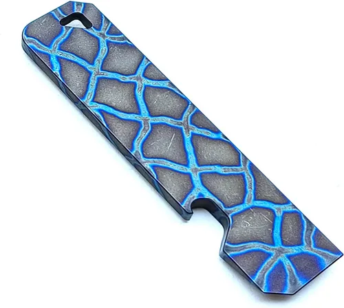Miniatura 7 de FANYCS - Barra de palanca de titanio con abridor de botellas, función de ojo de cerradura, multiherramienta portátil EDC (azul horneado)