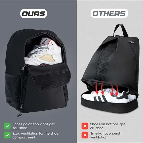 Miniatura 2 de Bolsa deportiva de fútbol y baloncesto con bomba de pelota - Mochila de baloncesto con compartimento separado para pelota y portazapatos, bolsa