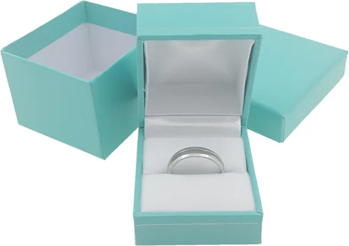 888 Display USA Caja de joyería ultra elegante azul verde azulado Caja de anillo perfecta para esa persona especial. Lujosa caja de regalo para