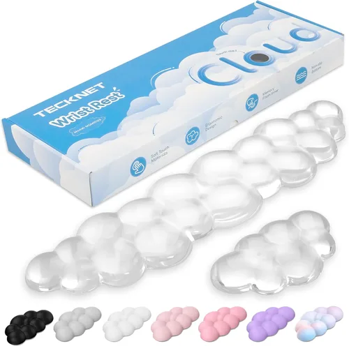 Miniatura 12 de TECKNET Cloud - Juego de reposamuñecas para teclado, reposamuñecas Cloud con base antideslizante, almohadilla de muñeca de cuero PU para teclado