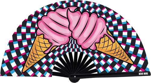 Miniatura 6 de Neva Nude Ventilador de mano plegable Rave – Ventilador de mano reactivo a la luz negra UV con funda con cordón Perfecto para festivales