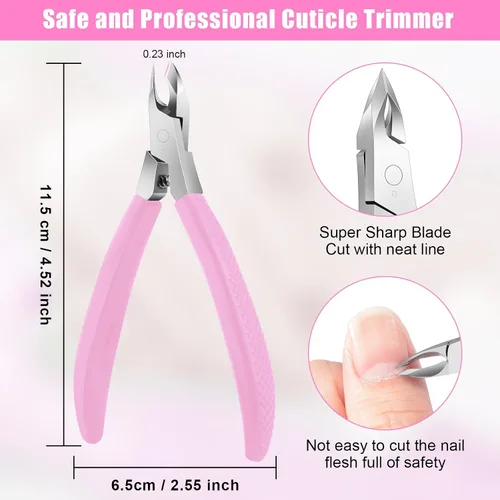 Miniatura 4 de Diesisa Cortadora de cutículas, extremadamente afilada, cortacutículas para uñas con mango de silicona, antideslizante, cortador profesional