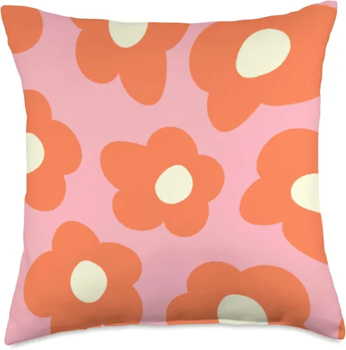 LIA Danish Pastel Decor Co. Cojín de 18 x 18 pulgadas, diseño de margaritas retro con diseño de margaritas en colores pastel danés, multicolor