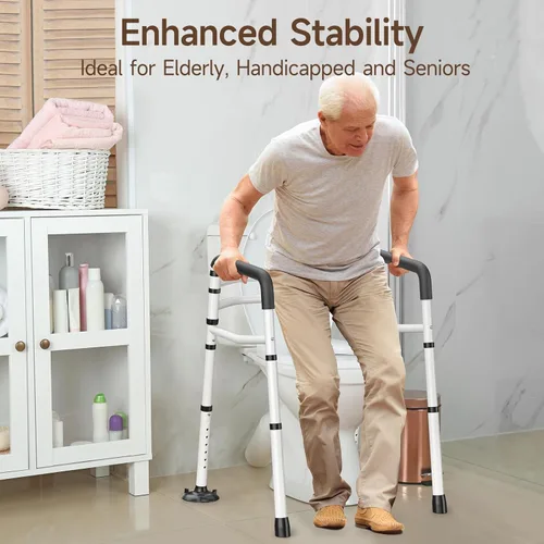 Miniatura 7 de WAYES Rieles de seguridad para inodoro, marco de inodoro desmontable ajustable para ancianos, personas mayores, discapacitados y discapacitados