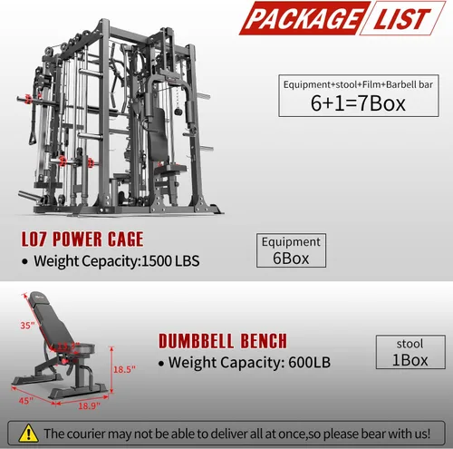 Miniatura 13 de Máquina Smith con sistema de cruce de cables, jaula de potencia multifunción para sentadillas y rack de potencia para gimnasio en casa, rack de Negro