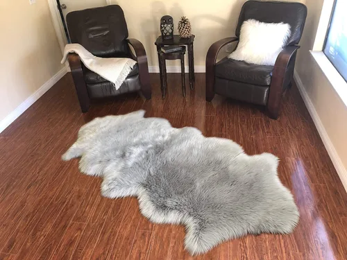 Miniatura 90 de LAMBZY Alfombra sintética de piel de oveja auténtica, con textura inferior gruesa, fuerte, fácil de lavar, resistente a las manchas, perfecta
