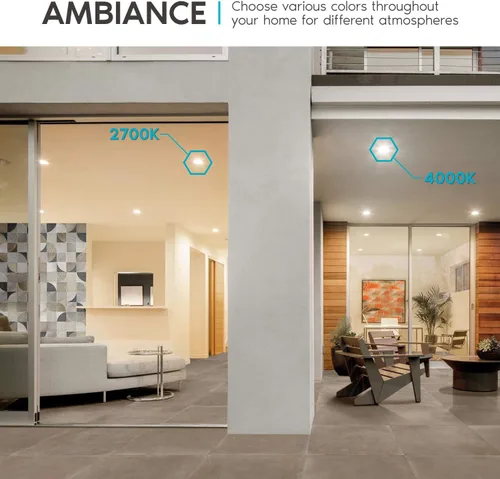 Miniatura 5 de LUXRITE Iluminación empotrable LED cuadrada ultrafina de 6 pulgadas, 5 opciones de temperatura de color 2700K - 5000K, luz empotrable regulable, 12