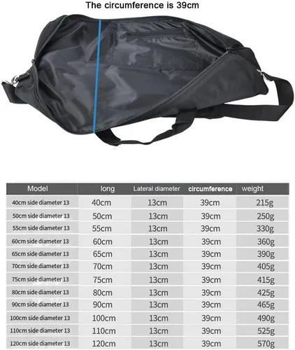 Miniatura 3 de Bolsa de transporte para trípode de 15.7-47.2 in, trípode impermeable, almacenamiento de transporte de viaje con correa de hombro acolchada y asa