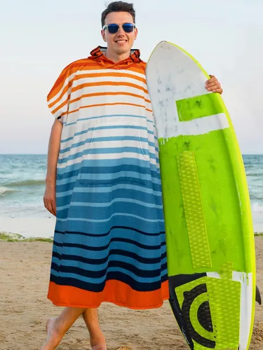 Miniatura 2 de SUN CUBE Poncho de surf cambiador con capucha Toalla de microfibra absorbente de secado rápido con bolsillo para surfear, hombres y mujeres