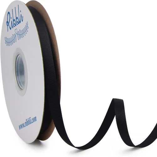 Ribbli Cinta de grogrén negra, 3/8 pulgadas x 50 yardas, uso para lazos de bricolaje, accesorios para el cabello, envoltura de regalos, manualidades