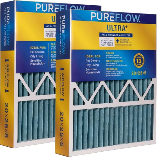 Miniatura 34 de PureFlow - Filtro de aire para horno doméstico de 12 x 12 x 1, con 4 capas de tecnología de filtración avanzada, MERV-13 paquete de 2