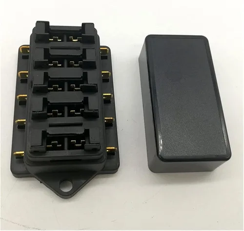 Miniatura 7 de 12V/24V 4 vías 5 vías auto hoja caja de fusibles titular circuito estándar ATO + fusible de hoja libre (color : soporte de fusible ATO 4 vías)