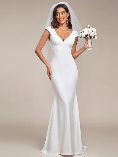 Miniatura 2 de Ever-Pretty Vestido de novia largo con cuello en V profundo y espalda abierta para mujer 0171A