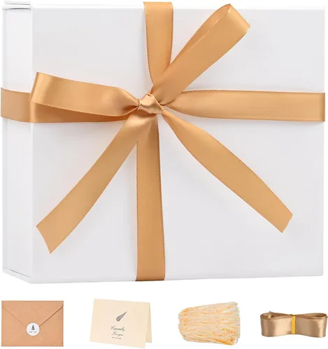 Miniatura 14 de LIFELUM Caja de regalo de 13.5 x 10 x 4 pulgadas, caja de regalo grande con tapas magnéticas, cajas de regalo negras para regalos de graduación