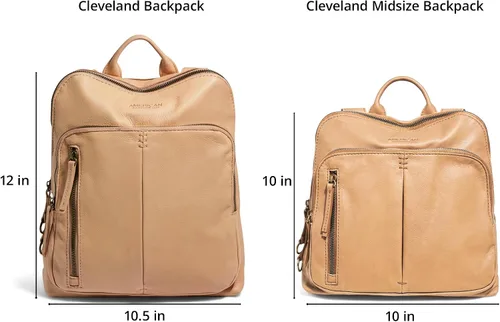 Miniatura 4 de American Leather Co. Cleveland - Mochila mediana para mujer, color beige, 100% piel auténtica, elegante mochila de tamaño mediano con detalles