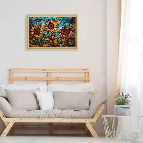 Miniatura 6 de Rompecabezas de girasol de estilo retro, material compuesto de madera de papel Zcon bolsa de almacenamiento e imagen de referencia fácil de resolver