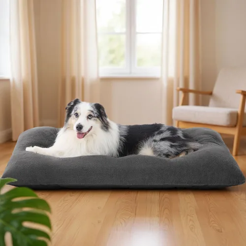 Miniatura 21 de Bedsure - Cama XXL lavable para perros para jaula, almohada gigante de felpa suave para mascotas, cojín para cama de perrera con base Gris