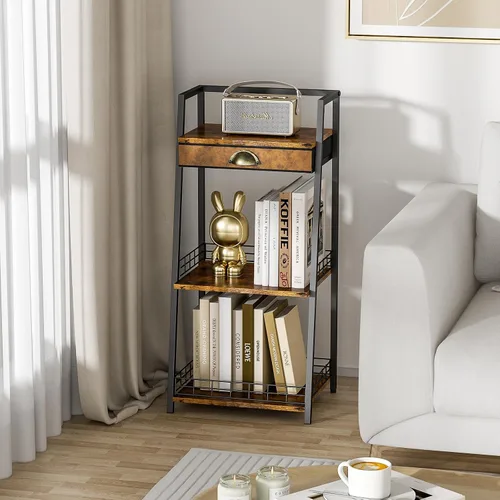 Miniatura 6 de keomaisyto Estantes de baño de 3 niveles con cajón de lona, estante de almacenamiento de baño, estante de almacenamiento pequeño, estante