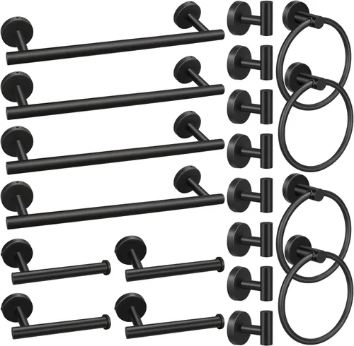 Miniatura 14 de Juego de accesorios de baño de 10 piezas, juego de accesorios de baño de níquel cepillado, incluye barras de toalla de mano de 16 pulgadas, soportes