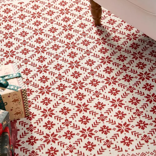 Miniatura 4 de jinchan – Alfombra de camino navideña 2x5 para cocina, pasillo y baño; roja con copos de nieve, decoración navideña, lavable, antideslizante