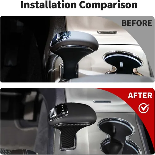 Miniatura 2 de JWWY Cubiertas para perillas de cambio Compatible con accesorios para Jeep Grand Cherokee 2014-2015 2 piezas Fibra de carbono