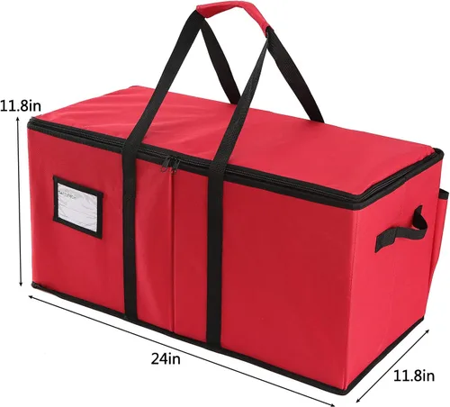 Miniatura 5 de Sattiyrch - Caja de almacenamiento de adornos de Navidad con cierre de cremallera doble - Caja que aporta ranuras para 128 adornos navideños de 3