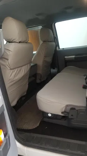 Miniatura 5 de Durafit Seat Covers, Cuero sintético gris impermeable compatible con Ford F150 XL/XLT/Lariat 2015-2024 y 2016-2022 F250-F550 Cubos delanteros