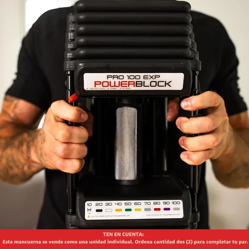 Miniatura 3 de PowerBlock Pro 100 - Mancuerna ajustable, se vende como una sola unidad, mancuerna de 5 a 100 libras, construcción de acero duradero