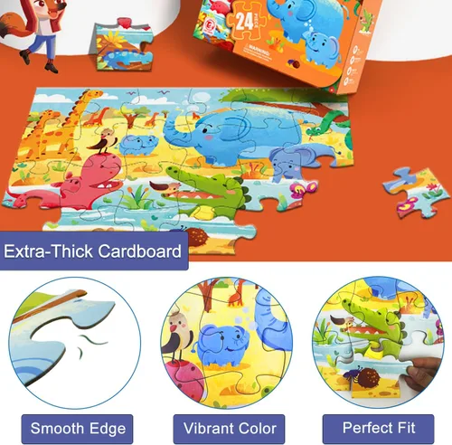 Miniatura 3 de Rompecabezas de piso jumbo para niños, rompecabezas grandes de 24 piezas para niños de 3 a 5 años, juguetes de aprendizaje y educación preescolar