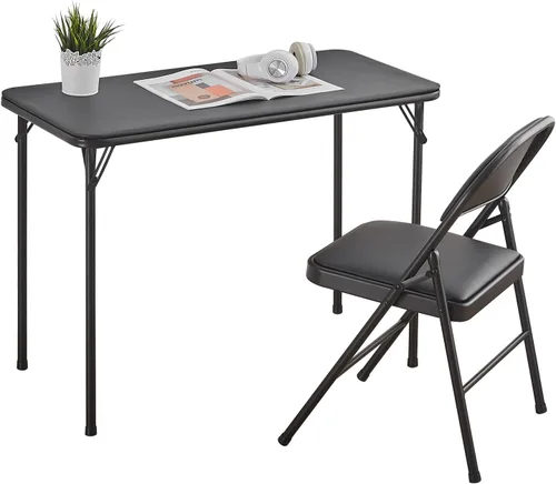 BOOSDEN Juego de mesa y silla plegable, mesa y sillas plegables para tarjetas, mesa portátil con sillas para interiores y exteriores, juego de