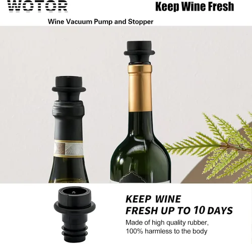 Miniatura 2 de WOTOR Tapones de vino - Protector de vino al vacío, conservador y sellador (negro, 24 piezas)