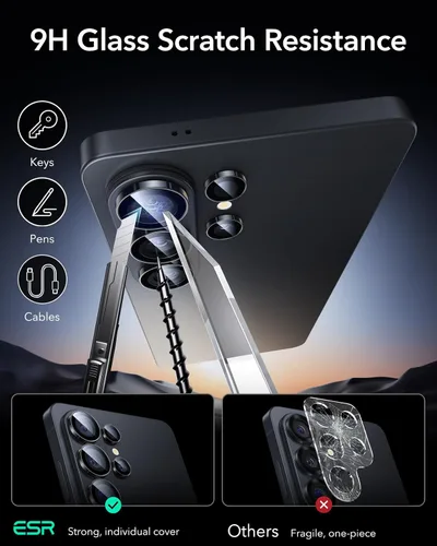 Miniatura 6 de ESR Protector de lente de cámara compatible con Samsung Galaxy S22 Ultra (2022), vidrio templado ultrafino resistente a los arañazos con borde