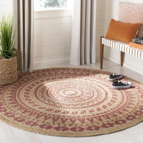 Miniatura 10 de SAFAVIEH Colección Natural Fiber - Alfombra de área redonda de 3 pies, color negro y natural, hecha a mano con mandala boho de yute trenzado, ideal