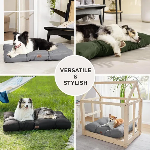 Miniatura 4 de Bedsure Camas para Perros de Tamaño Grande - Colchón de Cama para Mascotas Lavable con Tela Oxford, Cojín de Almohada para Mascotas para Jaula, Gris