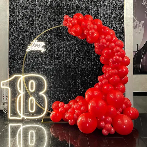 Miniatura 9 de Lukiituke Kit de arco de globos rojos de 129 piezas, globos de látex rojos de diferentes tamaños para boda, despedida de soltera, aniversario