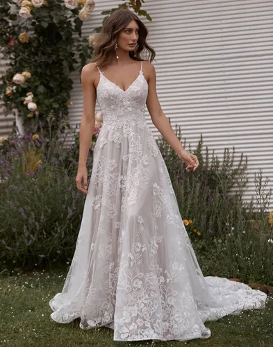 Miniatura 3 de Noras dress Women's Lace Appliques Long Sleeve Mermaid Wedding Dress V Neck Bridal Gowns B131