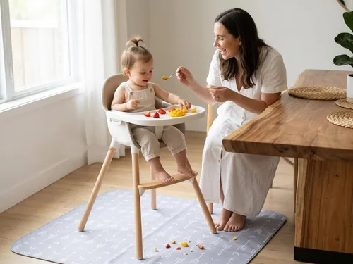 Miniatura 6 de Tapete de salpicaduras para bebé para debajo de la silla alta, artes/manualidades, tapete lavable de 51 x 51 pulgadas, tapete impermeable y lavable