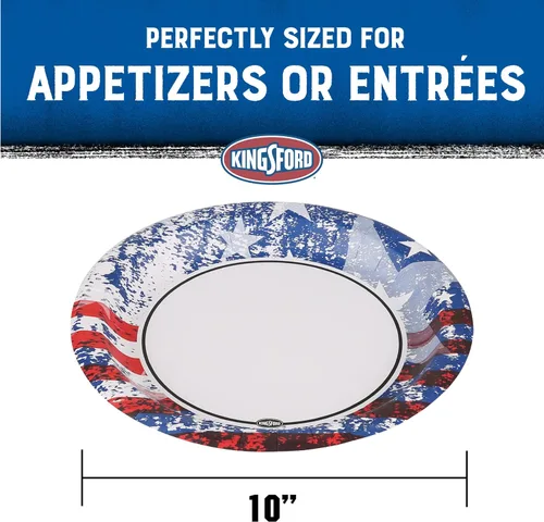 Miniatura 3 de Kingsford Platos de papel resistentes, 35 unidades, bandera estadounidense