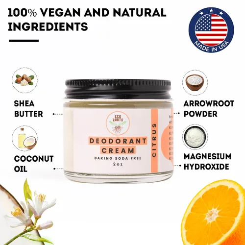 Miniatura 7 de ECO ROOTS Desodorante natural para mujeres y hombres Crema desodorante orgánica sin aluminio Desodorante saludable sin bicarbonato