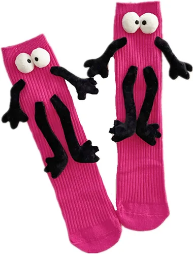 Karwuiio Calcetines magnéticos divertidos para niños y niñas tomados de la mano, calcetines suaves de tubo medio para niños pequeños y niños