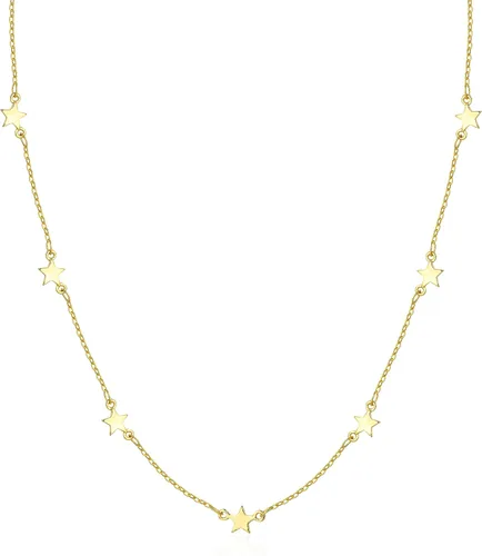 Collar tipo gargantilla hecho a mano, chapado en oro de 14 quilates o en plata, sencillo, refinado, con dije de placa de estrella o corazón, cadena