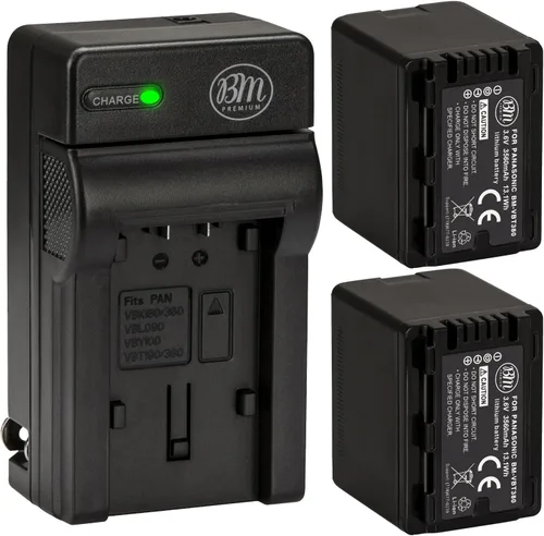 BM Premium 2 baterías y cargador VW-VBT380 para Panasonic HC-V800K, HC-VX1K, HC-WXF1K, HCV510, HCV520, HC-V550, HCV710, HC-V720, HC-V750, HC-V770,