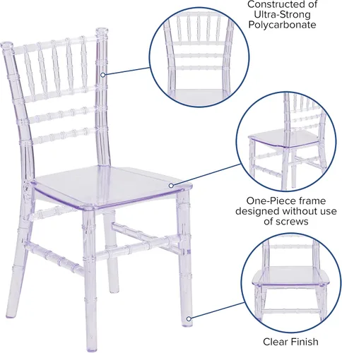 Miniatura 4 de Flash Furniture Silla Chiavari para Niños de Resina de Cristal Transparente para Fiestas y Eventos para Uso Comercial y Residencial