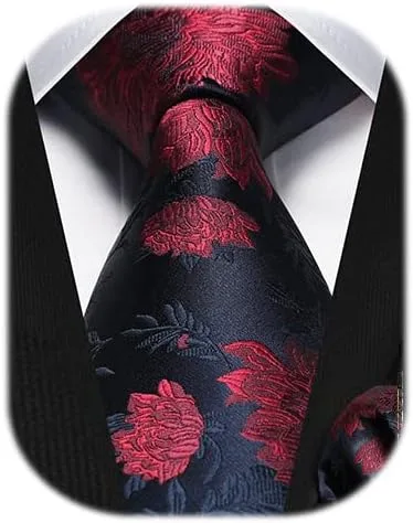 Miniatura 78 de Corbatas florales tejidas clásicas para hombre, corbata cuadrada de bolsillo, corbatas formales para hombres, boda con pañuelo