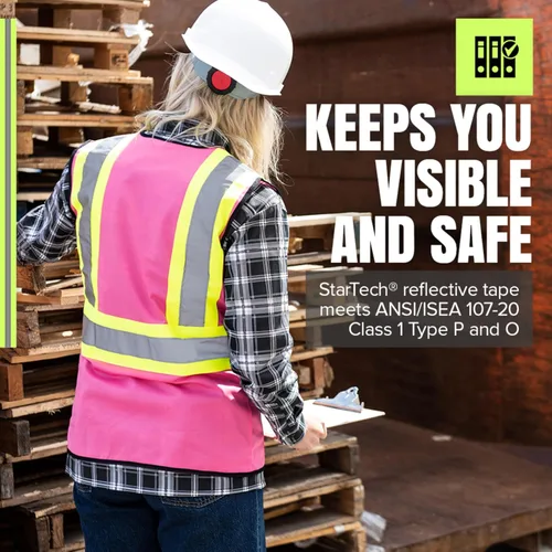 Miniatura 3 de Pioneer Chaleco de seguridad para mujer con bolsillos - Cinta reflectante de alta visibilidad - Para la construcción - Rosa