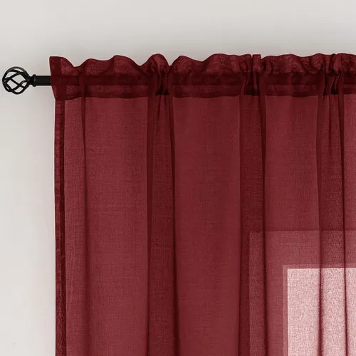 Miniatura 67 de Cortinas para ventana cortinas blancas traslúcidas de 90 pulgadas de largo, 2 paneles de cortinas de tul, paneles de ventana para cortinas de Blanco