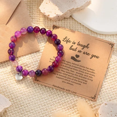 Miniatura 6 de HGDEER Regalos Get Well Soon, pulsera de amatista de piedra natural para mujeres y hombres